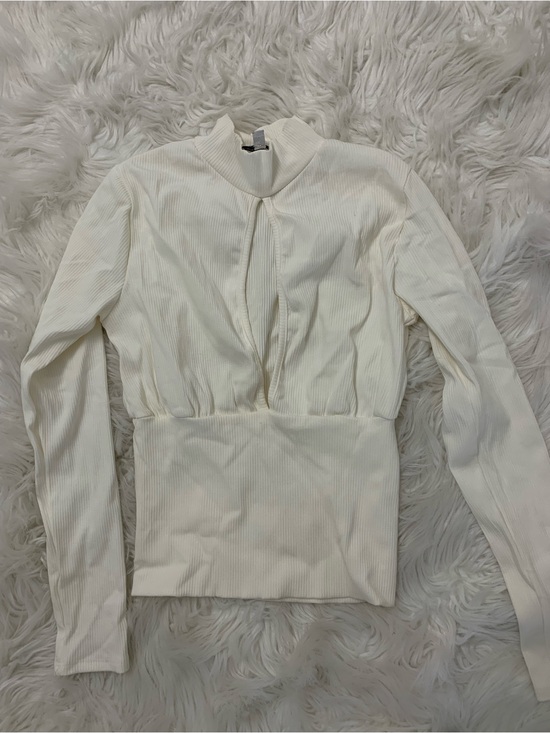 Fashion Nova Tops - Fashion Nova Cream Ribbed Mock Neck Long Sleeve Top